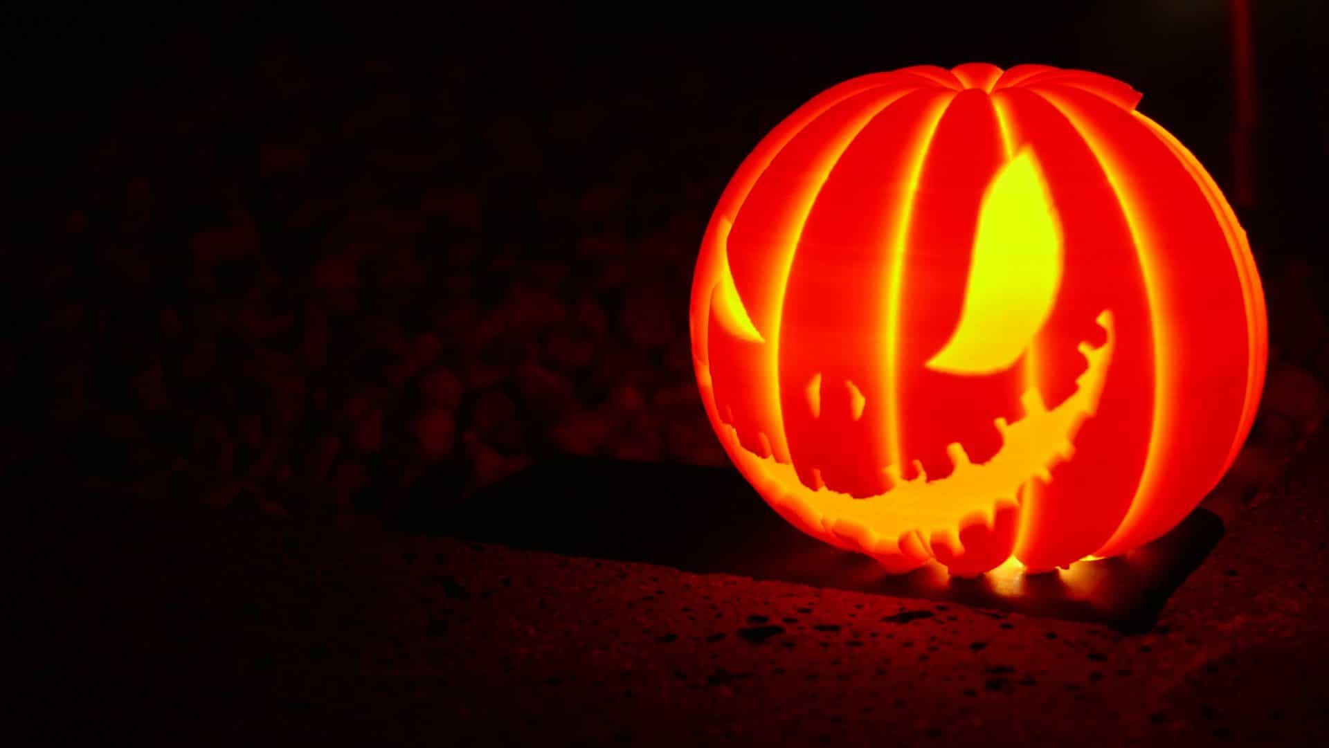 Halloween 3D printed pumpkin lithophane 3D printed with light side