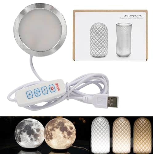 LED Lamp Kit 001 Three Colors for Bambu Lab Makerworld 3D Printed DIY Hardware Model Spare Parts 5V USB Powered, 3000K Warm Light (1)